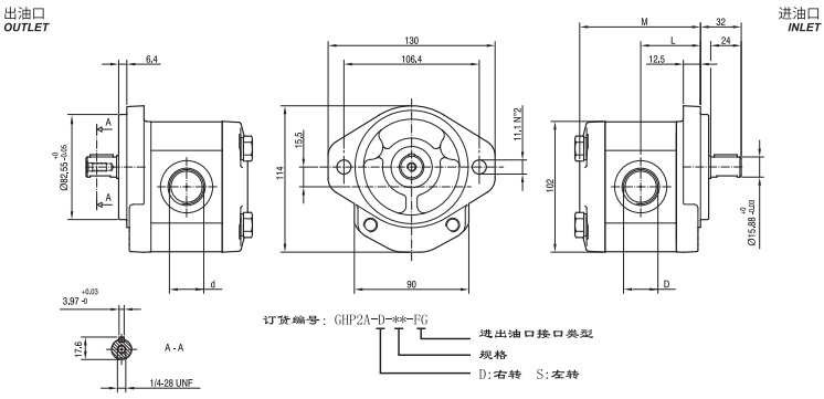 GHP2A系列馬祖奇齒輪泵安裝尺寸