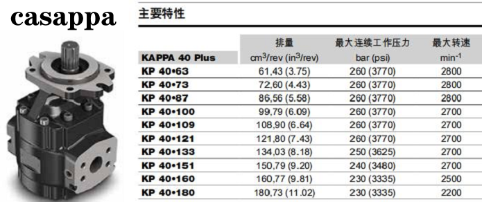 凱斯帕KP40系列齒輪泵參數